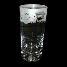 Animo Glass Highball Glass Etched Tumbler Bee