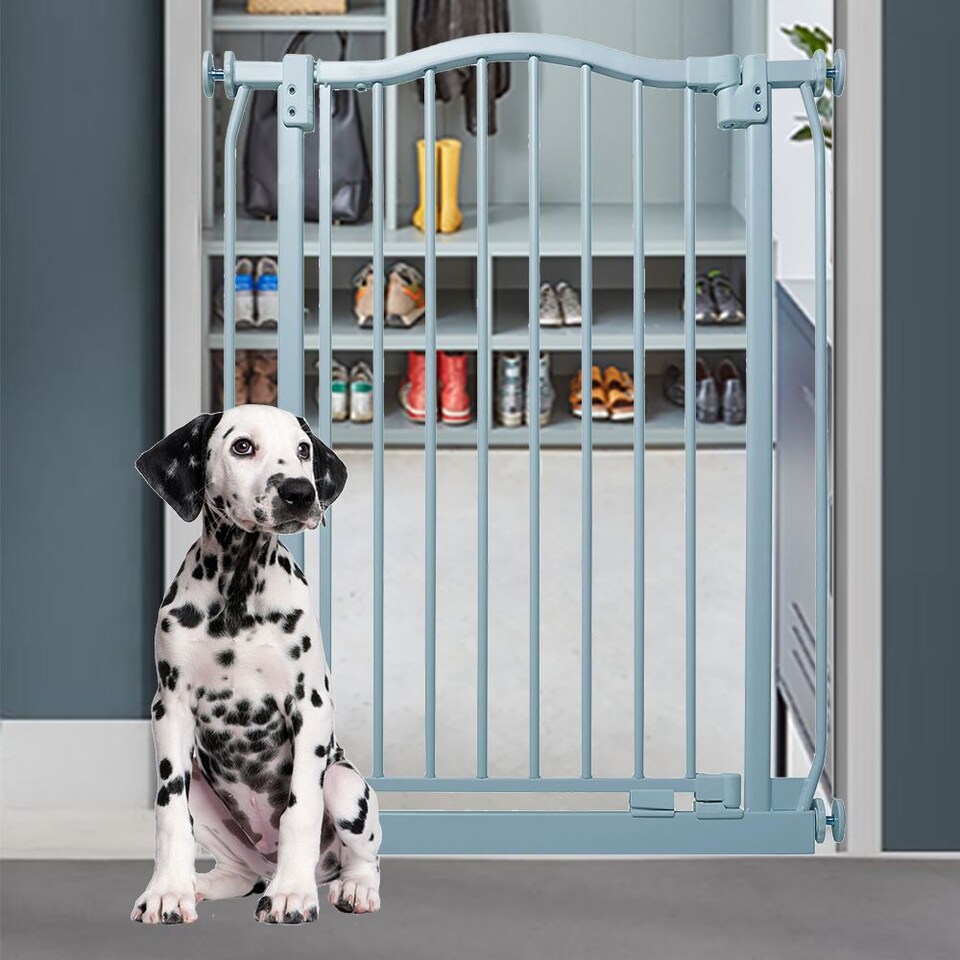 image 1 of Bettacare Extra Tall Curved Top Dog Gate, 116cm - 125cm, Matt Grey, Extra Tall 100cm in Height, Pressure Fit Pet Gate | Grey