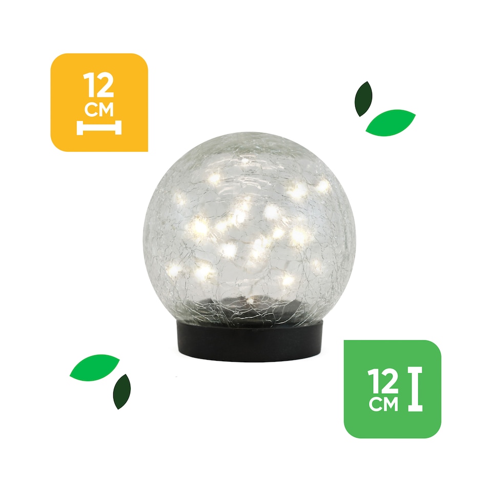 image 1 of Gardenwize Solar LED Crackle Ball Garden Lights Outdoor (Pair)
