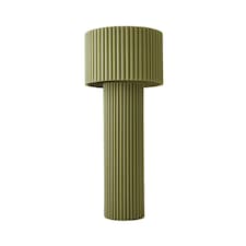 ValueLights Lenny Moss Green Shade Ribbed Fabric Midi Floor Lamp & Bulb | Green