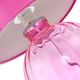 image 3 of Contemporary Light Pink Ribbed Glass Table Lamp with Soft Velvet Fabric Shade | Pink