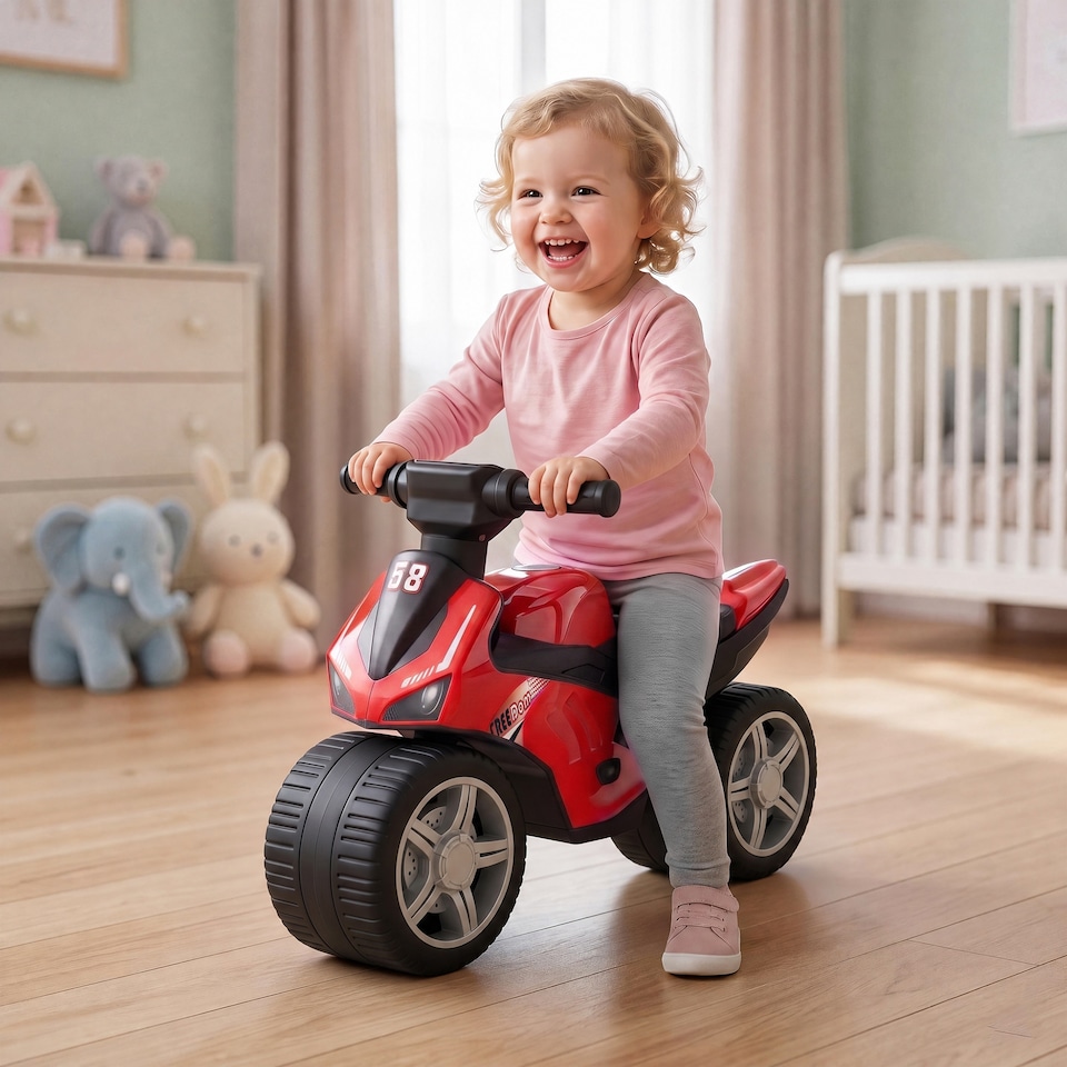 image 1 of AIYAPLAY Balance Bike for 18-36 Months with Music Extra-Wide Wheels Red