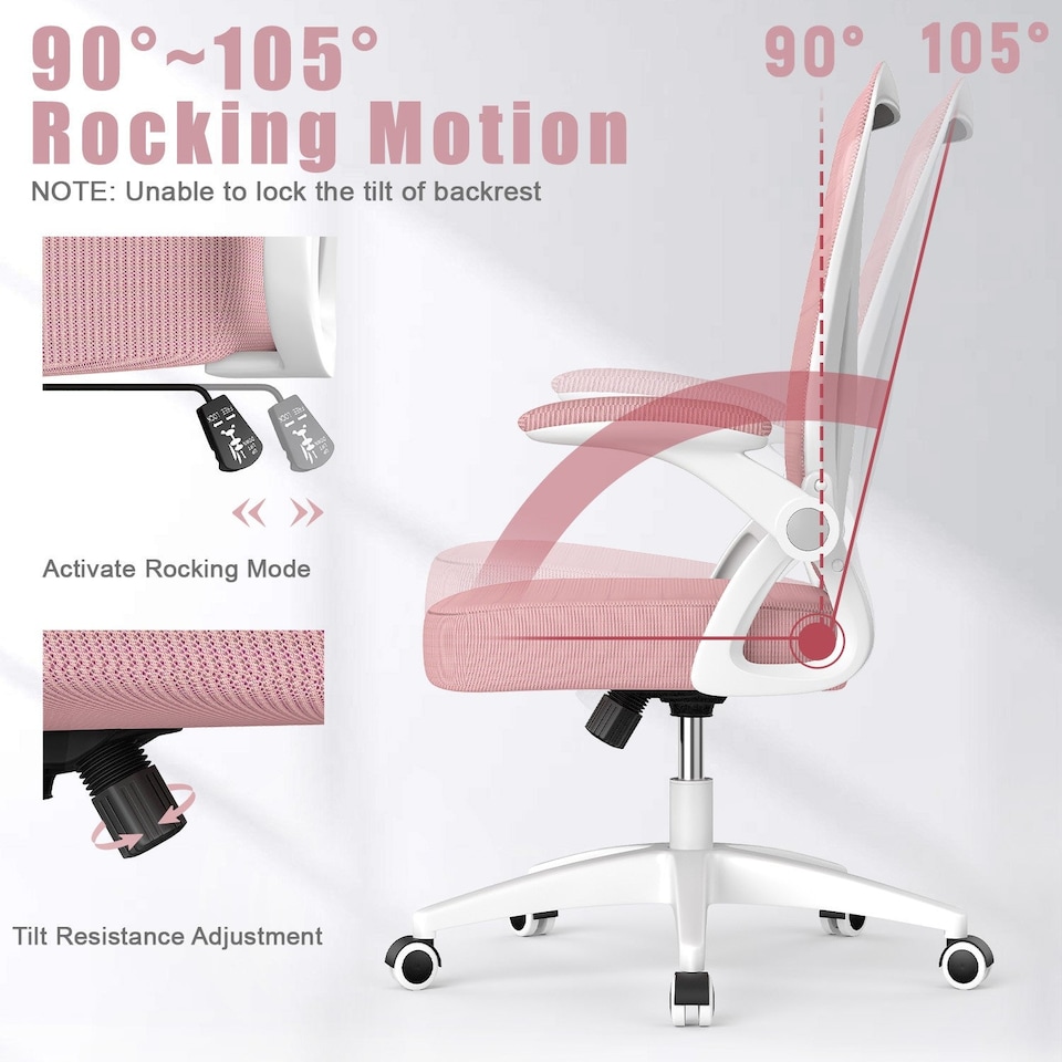 image 1 of Rattantree Ergonomic Office Chair with Flip Up Armrests & Lumbar Support