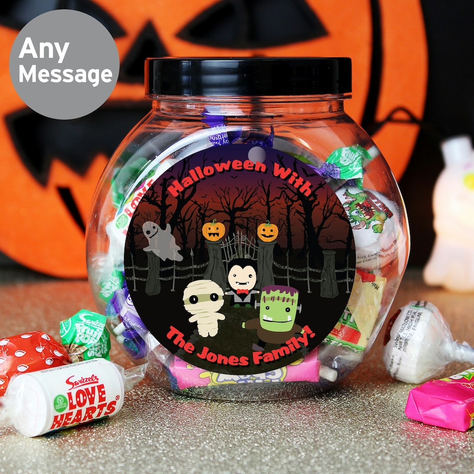 image 1 of Personalised Halloween Characters Sweet Jar