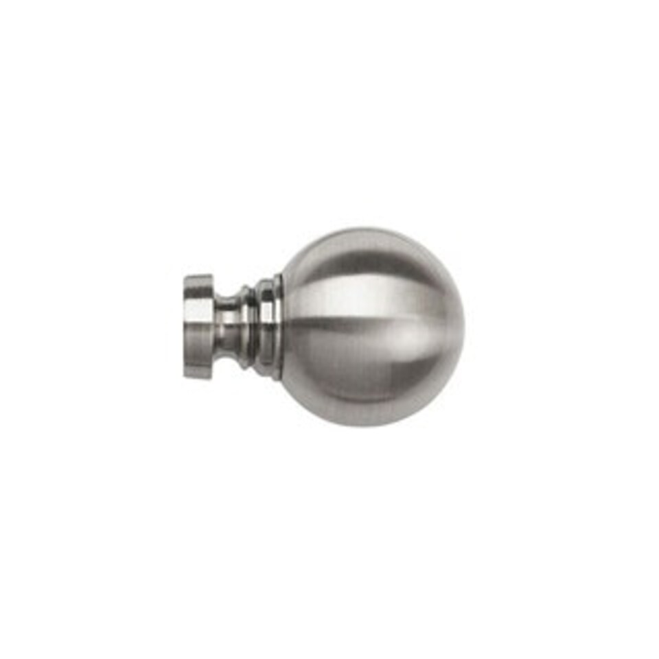 image 1 of 35mm Fixed Length Metal Curtain Pole Set Satin Silver Ball Finial 370cm Silver | Silver