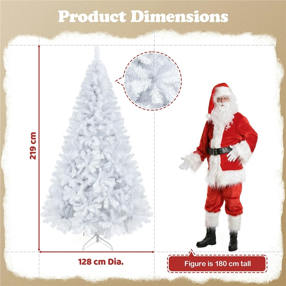 image 1 of Yaheetech 219 cm Tall Hinged Fir Holiday Decoration Artificial Christmas Tree White