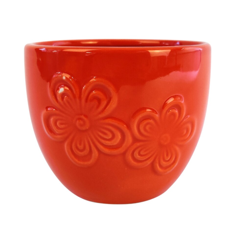image 1 of Flower Embossed Indoor Plant Pot 11cm | Green | Green | M | 1