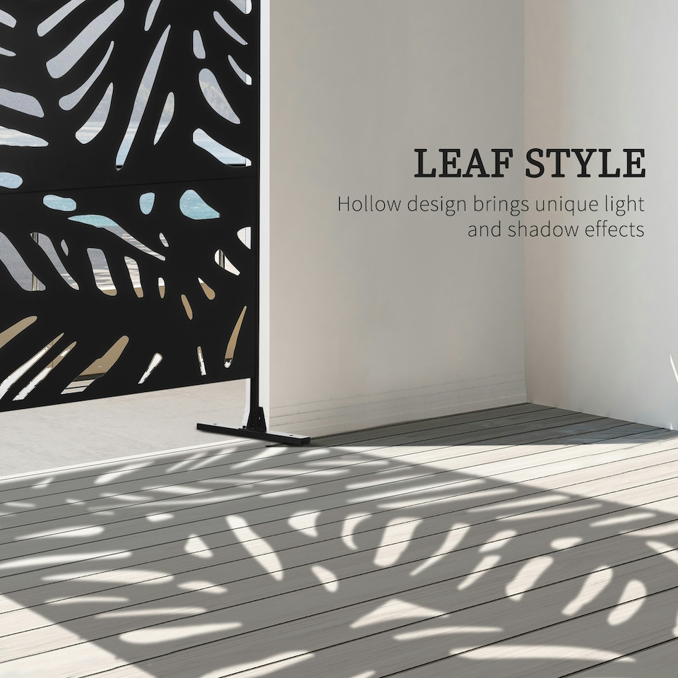 image 1 of Outsunny Metal Outdoor Privacy Screen with Stand for Garden Black | Black | 1