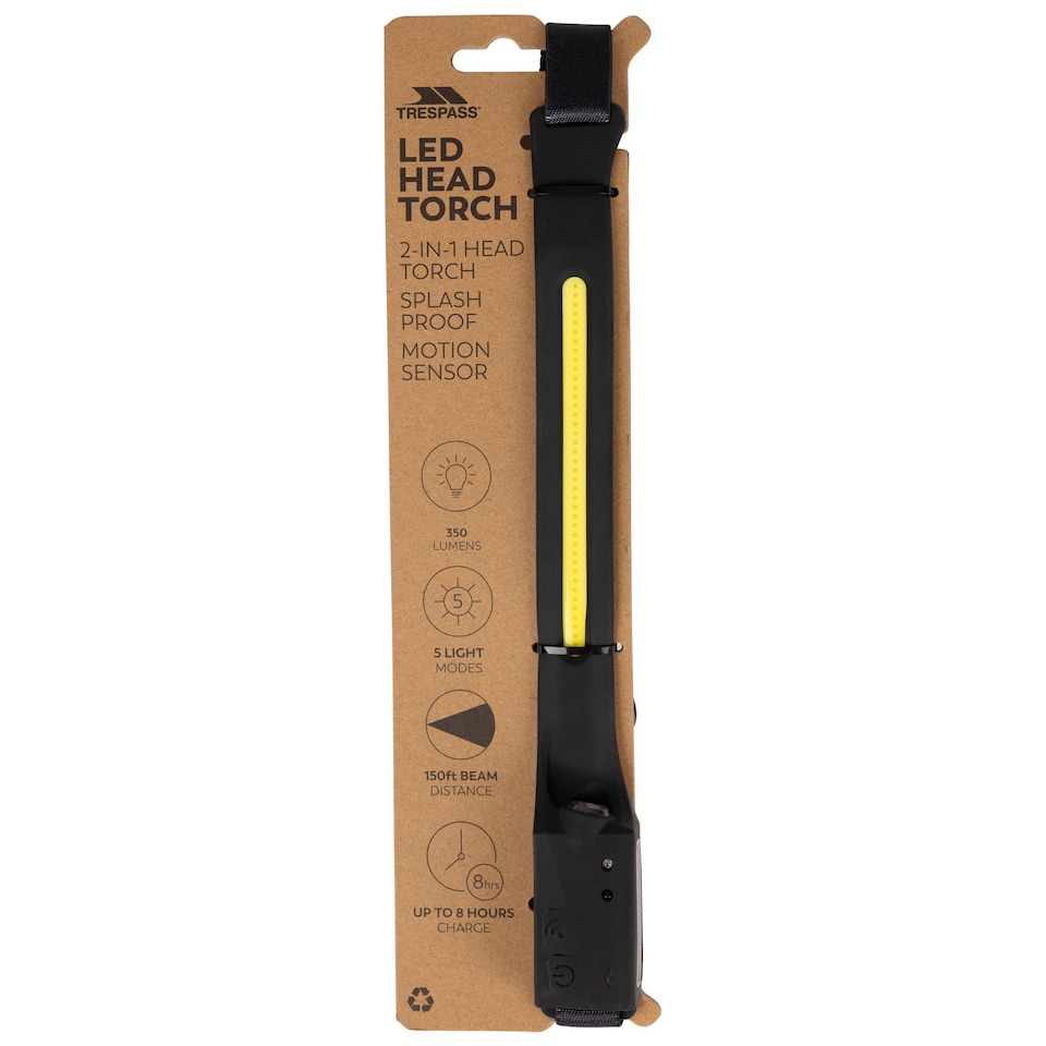 image 1 of Trespass Pharus 2 in 1 Head Torch | Black | Black/Yellow | One Size | 1
