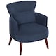 image 1 of HOMCOM Modern Armchair, Upholstered Corduroy Accent Chair with Thick Padded Seat, Lumbar Pillow, Rubber Wood Legs, Cuddle Chair for Living Room Bedroom Office, Blue