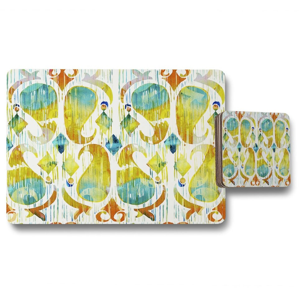 image 1 of Ikat vibrant (Placemat & Coaster Set)