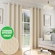 image 1 of Enhanced Living Tokyo Cream 46 x 54 inch (117x137cm) Eyelet Thermal Noise Reducing Dim Out Curtains (PAIR)
