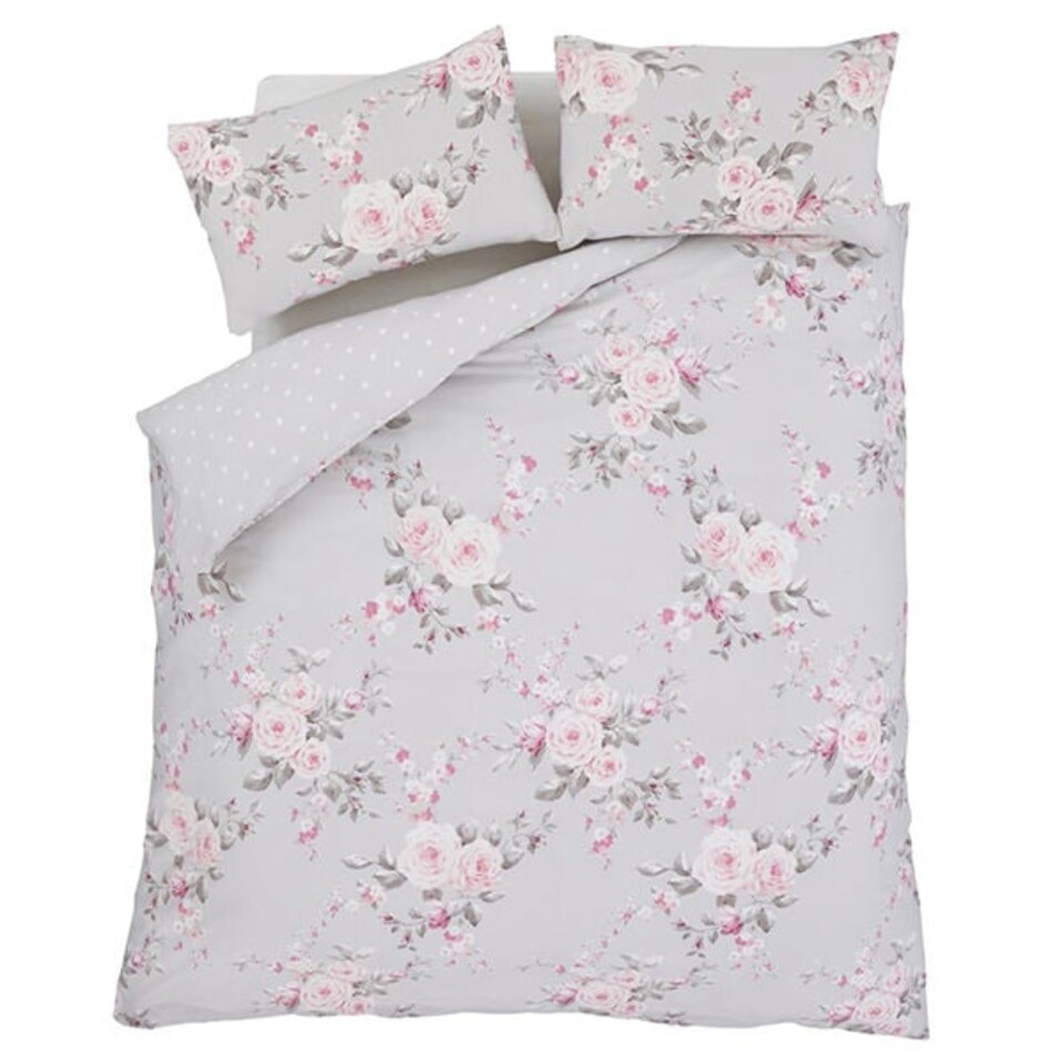 image 1 of Catherine Lansfield Canterbury Super King Duvet Set Grey Grey | Super King
