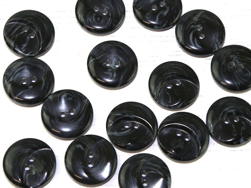 Dill Dark Grey Round Marble Plastic Buttons for Dressmaking - 23mm - per value pack of 16