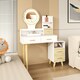 image 2 of HOMCOM Dressing Table with Mirror, Vanity Table with LED Lights, White