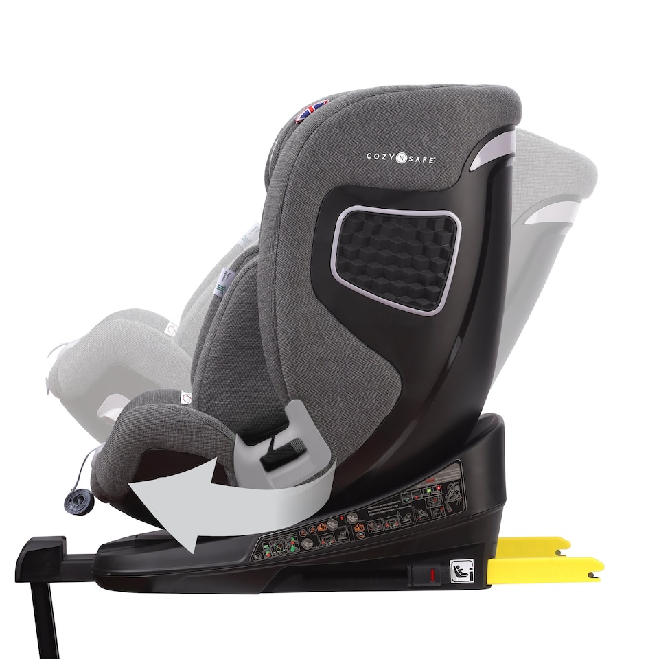 image 1 of Cozy N Safe Omega i-Size 360 Rotating Car Seat 40-150cm, ISOFix & Support Leg, Extended Rear & Forward Facing, High Booster, Side Impact Protection, Adjustable Headrest, Birth to 12 Years (Pearl Grey)