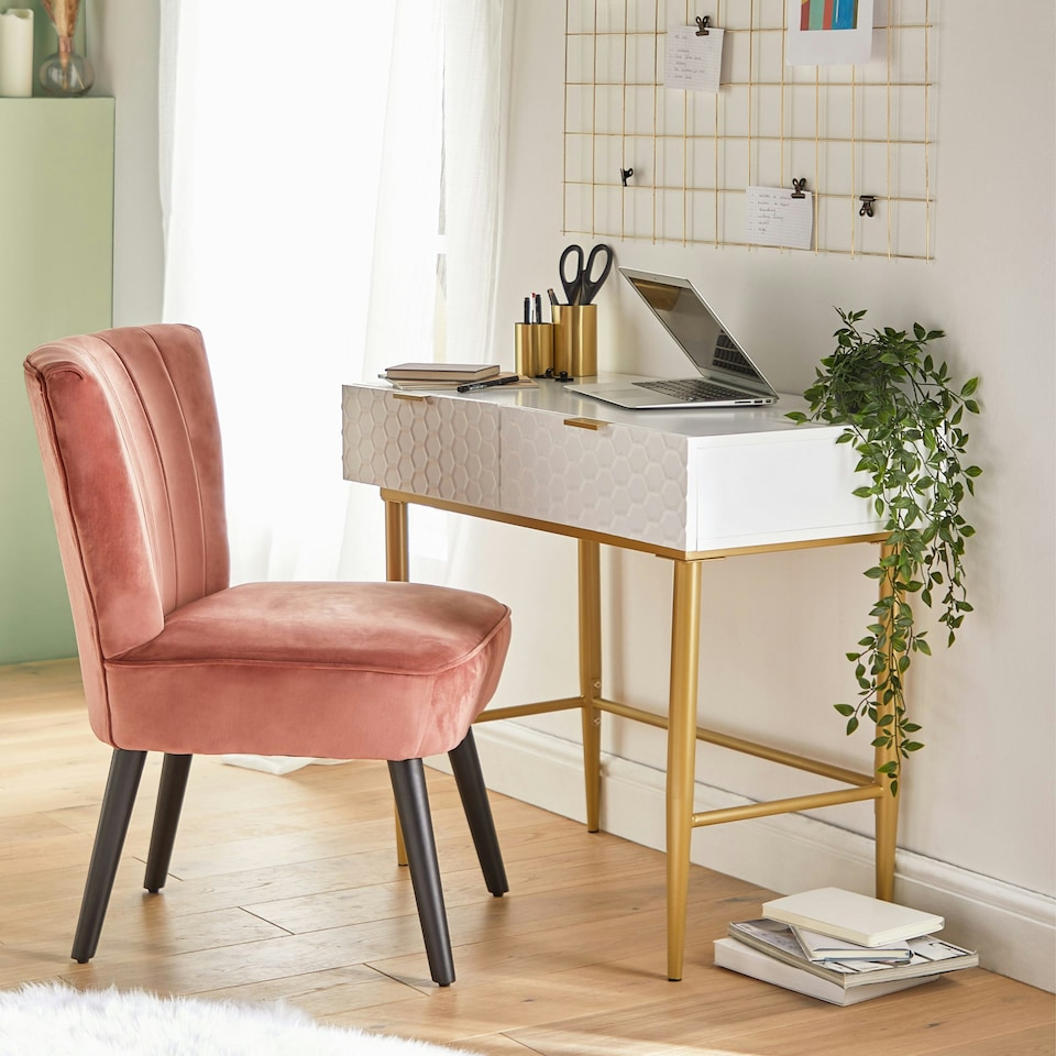 image 1 of BTFY Honeycomb Design Dressing Table with 2 Drawers White