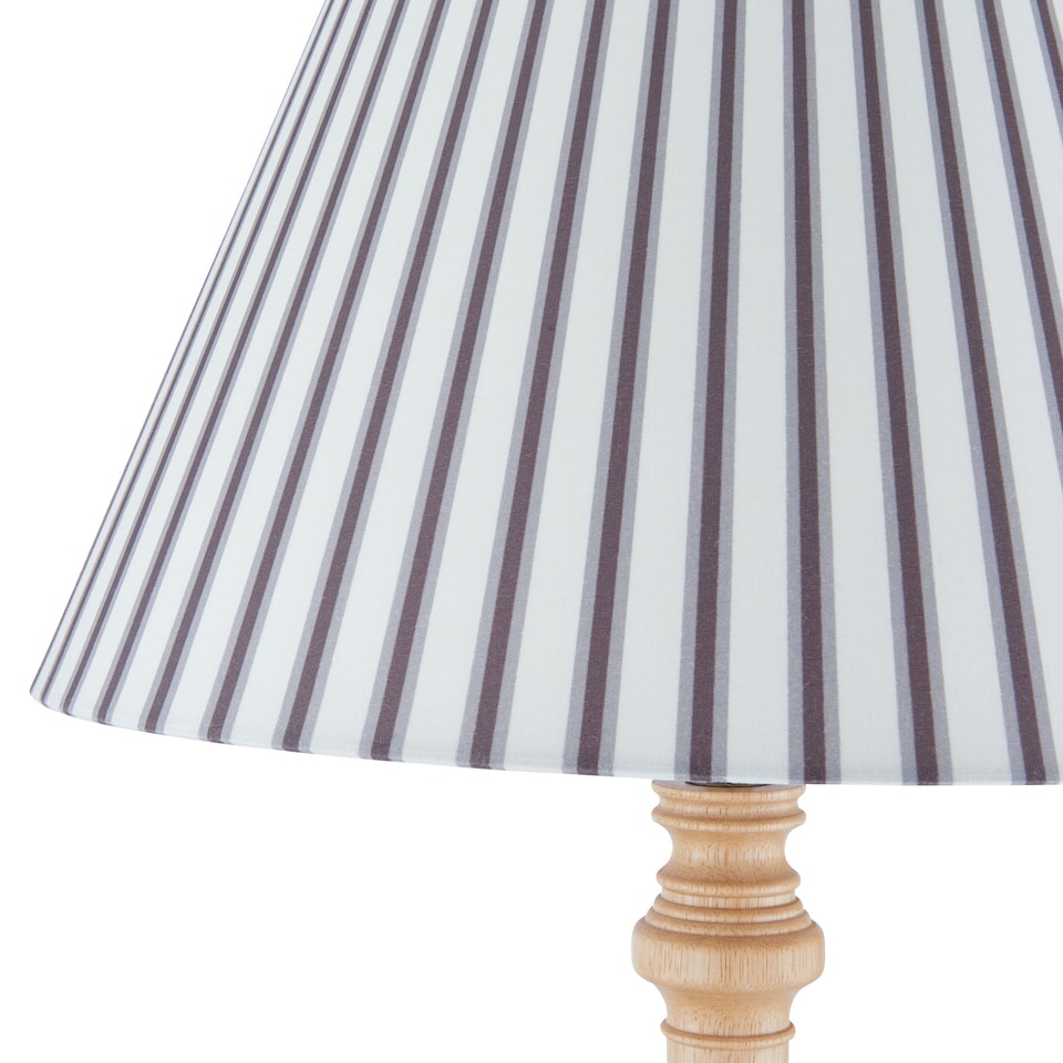 image 1 of Julian - Natural Wood 161cm Floor Lamp with Striped Linen Shade