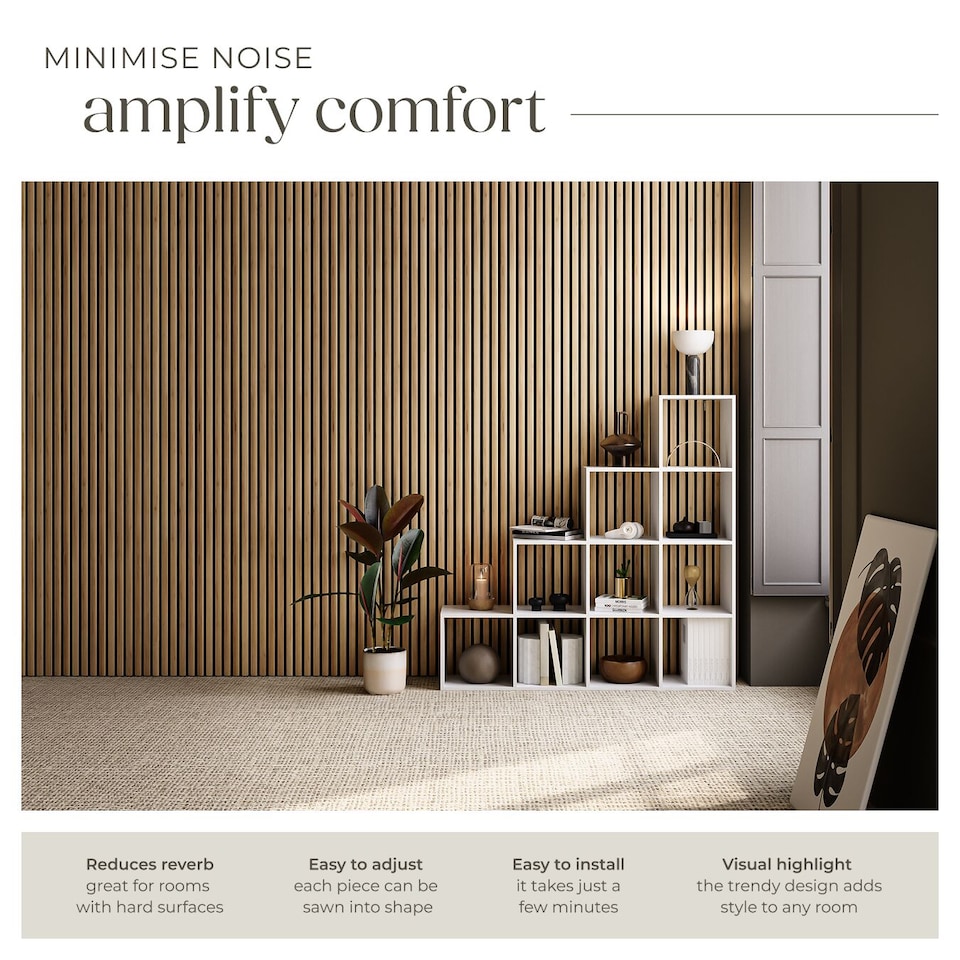 image 1 of Acoustic Wall Panels with Wood Veneer Slats, Thick Felt and Easy to Install | Brown | oak | 120 x 60 x 120 cm | 2