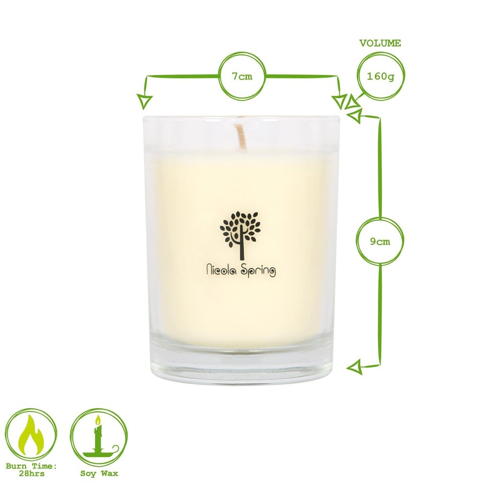 image 1 of Nicola Spring Soy Wax Scented Candle & Reed Diffuser Set - 160g Candle 28 Hour Burn & 200ml Diffuser 60 Day Scent | Clear | Tropical Sunrise