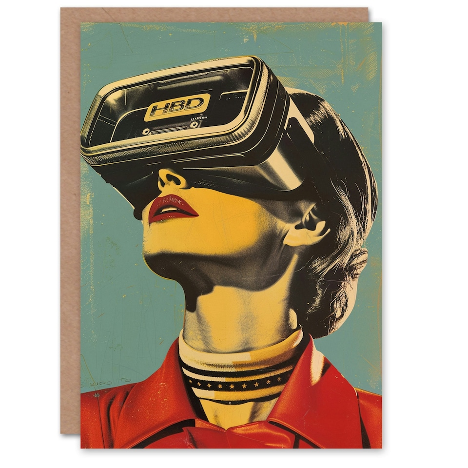 image 1 of Vintage Retro Goggles HBD Pop Bold Woman Her Birthday Card