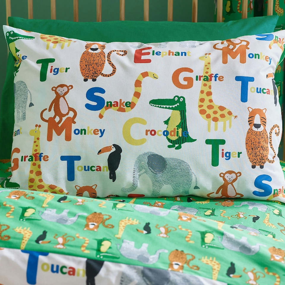 image 1 of Catherine Lansfield Animal Magic Reversible Duvet Cover Set Natural Cream | Natural | Toddler