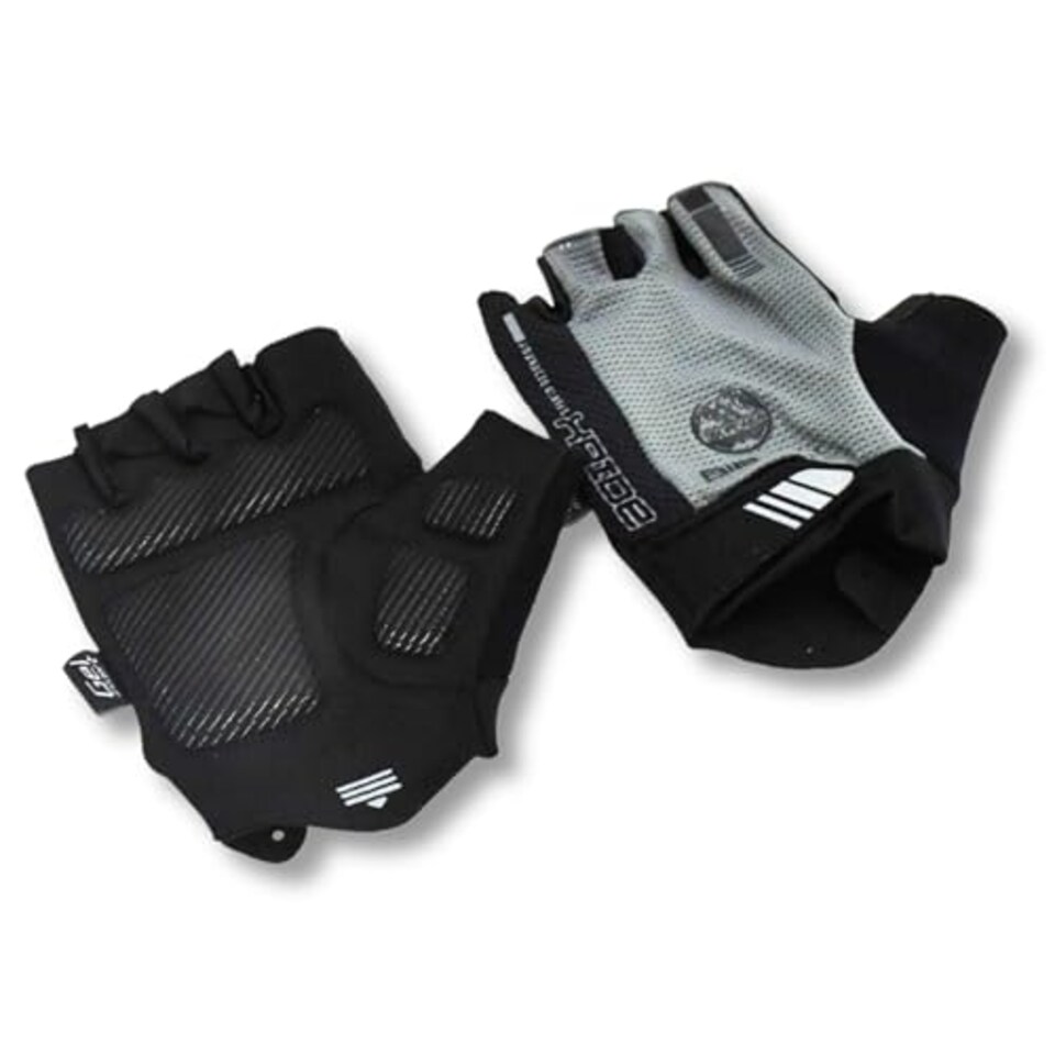 image 1 of Six Peaks Adult Cycling Gloves, Lightweight, Breathable, Half Finger Padded Glove, Anti Slip, Grey/Black, L