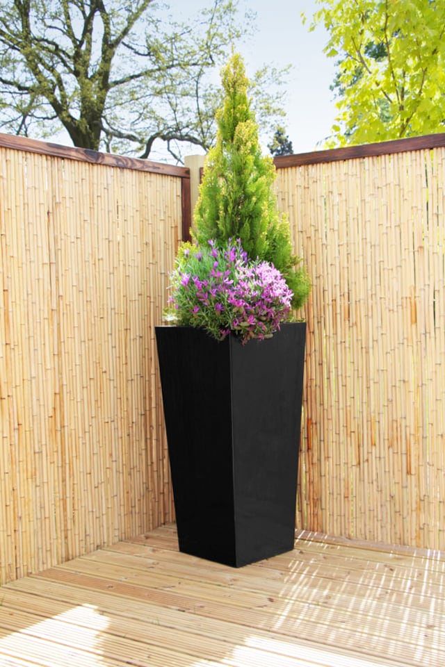image 1 of Primrose Black Flared Tapered Outdoor Planter Zinc Galvanised Pot 90cm x 40cm