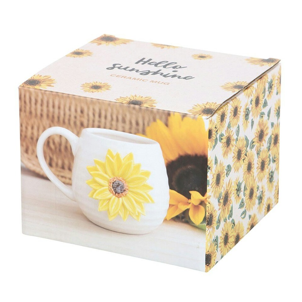 image 1 of Hello Sunshine Rounded Mug with 3D Sunflower