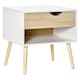 image 1 of HOMCOM Bedside Table with Drawer and Shelf, Modern Nightstand, End Table for Bedroom, Living Room, White