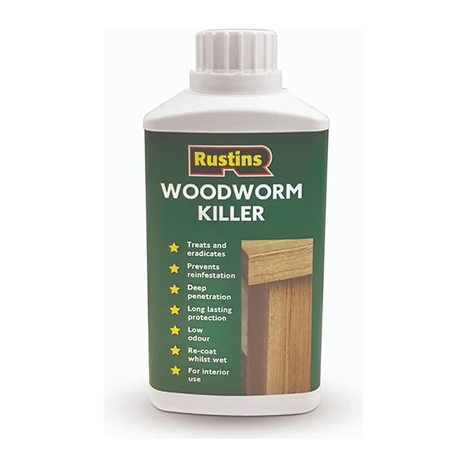 image 1 of Rustins Woodworm Killer Treats And Eradicates Prevents Reinfestation 250ml | Clear | 1