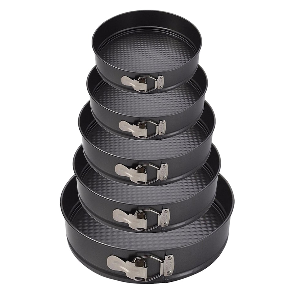 image 1 of Living and Home Set of 5 Non-Stick Round Springform Cake Pans with Removable Bottoms | Black