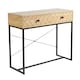 image 8 of Console Table 2 Drawers Aztec Design Oak Effect Metal Legs Hallway Storage Unit
