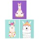 image 1 of Set of 3 Kids Bedroom Happy Llama Yoga Meditation Bright Purple Pastel Blue Wall Art Prints 12x16 Inch