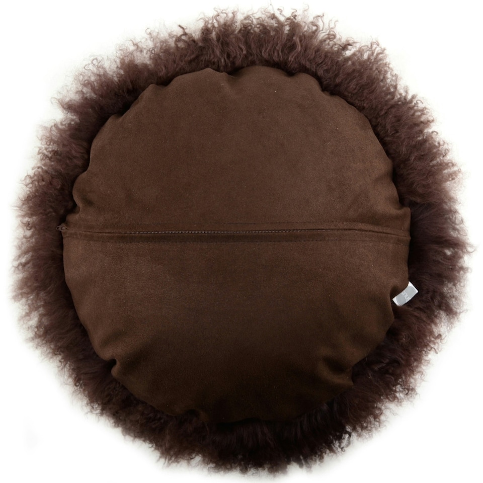image 1 of SNUGRUGS Mongolian Sheepskin Cushion - Round - 40cm | Brown | Round 40cm