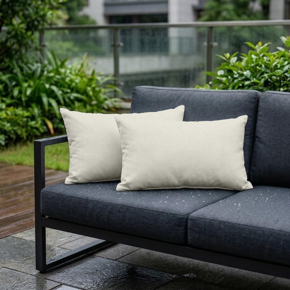 image 1 of Covers&All Sunbrella Lumbar Pillows Set of 2, Rectangle 12 in x 18 in, Canvas Natural