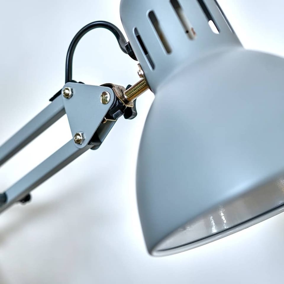 image 1 of ValueLights Retro Adjustable Grey Metal Bedside Desk Table Lamp | Grey