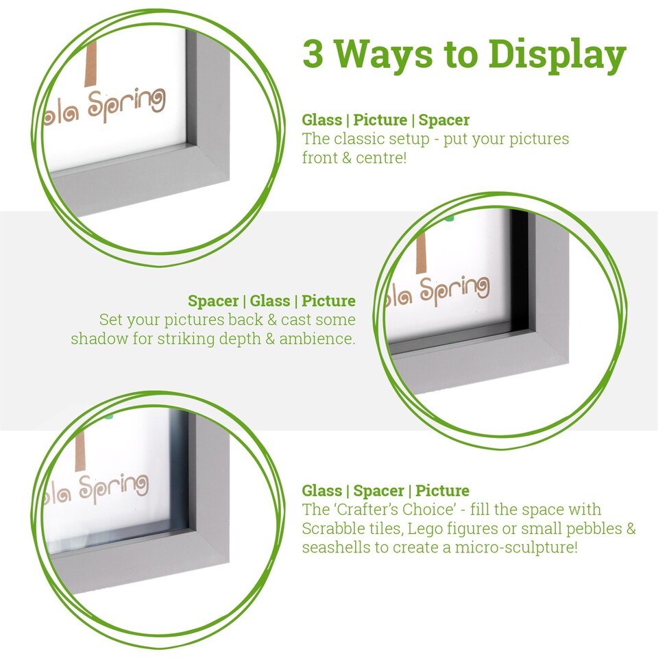 image 1 of Nicola Spring 5 x 7" Photo Frame - Black - 3D Photo Frame Picture Frame Box Portrait Display Case (20 x 15cm)