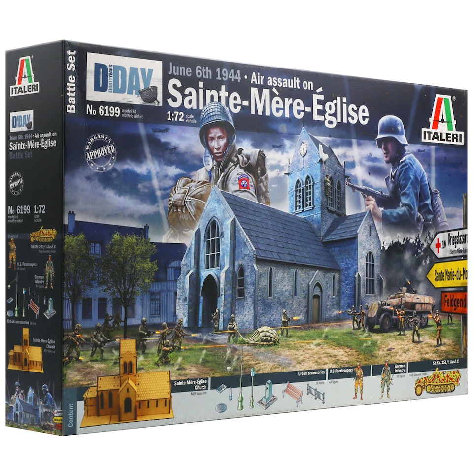 image 1 of Italeri D-Day Air Assault on Sainte-Mere-Eglise Diorama Model Kit Scale 1-72