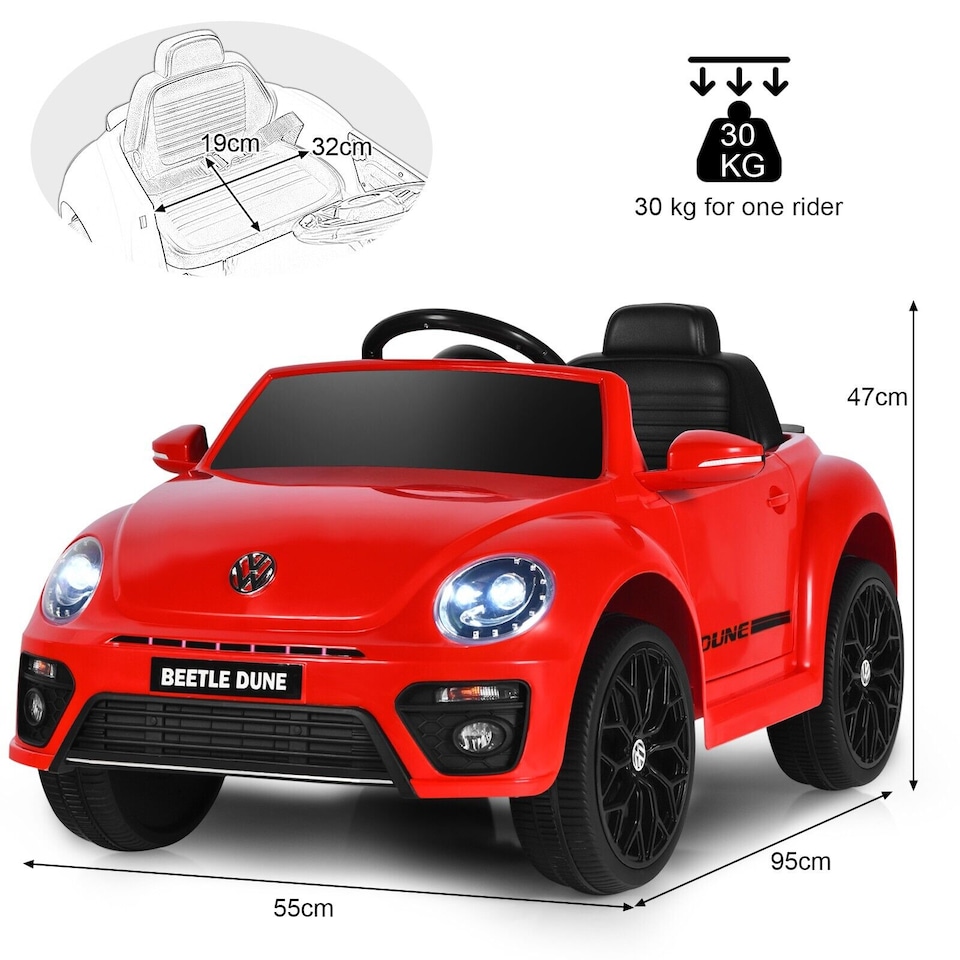 image 1 of COSTWAY Beetle Kids Electric Car Toddler 12V Red