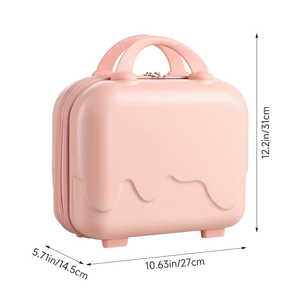 image 1 of Living and Home Portable Lightweight Hard Shell Cosmetic Travel Case, Pink | Pink | Personal Item