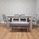 image 3 of Dining Table and 4 Chairs With Bench Stone Grey Effect Wood Table - Dining Room