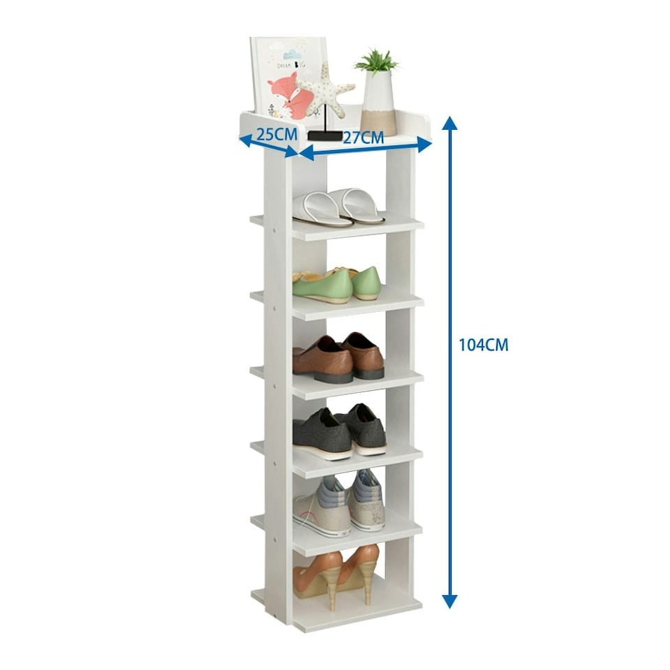 image 1 of Living and Home 7-Tier Shoe Rack Stand Shelf Space Saving - White
