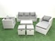 image 1 of Fimous Rattan Garden Outdoor Furniture Sofa Set with Rectangular Coffee Table 2 Chairs 3 Footstools Light Grey Mixed