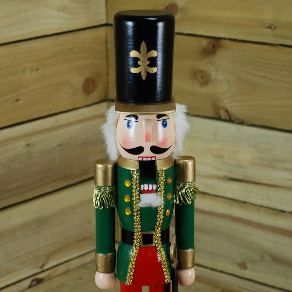 image 1 of 60cm Christmas Nutcracker Wooden Soldier Decoration - Green Jacket
