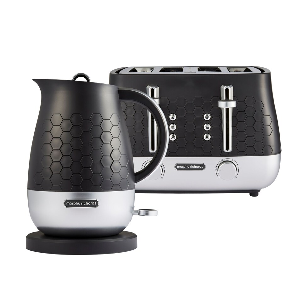 image 1 of Morphy Richards Cassini Kettle and Toaster Set Black Moonless Night