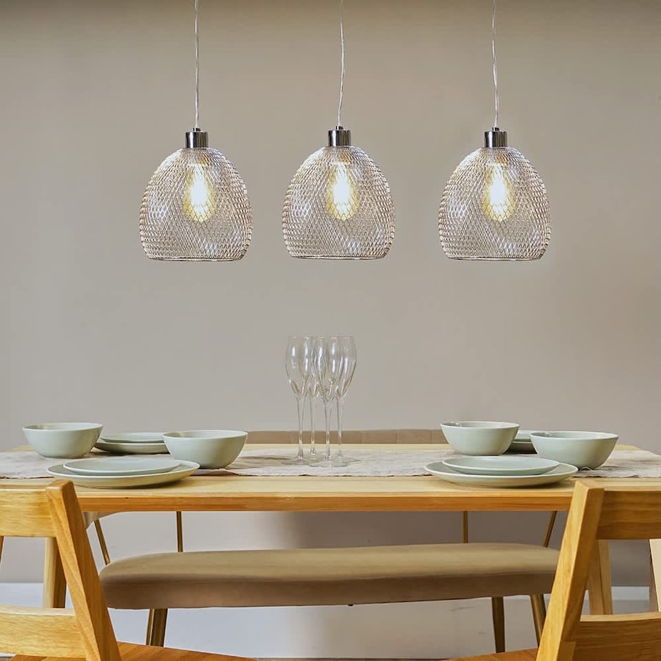 image 1 of ValueLights Novo 3 Way Brushed Chrome Ceiling Light and Bulbs