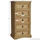 image 3 of Vida Designs Corona 5 Drawer Narrow Chest of Drawers Bedroom Storage, Solid Pine Wood