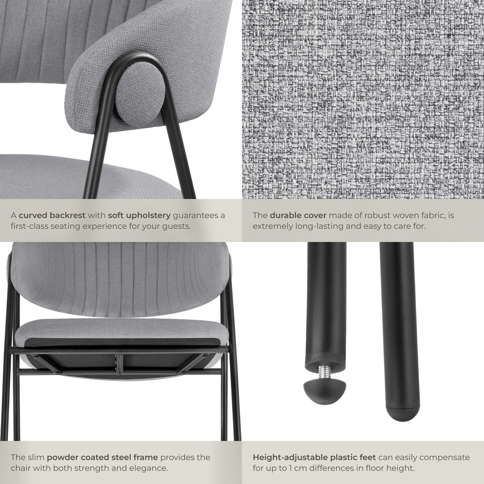 image 1 of Dining Chair Bedano - woven fabric, padded, 150 kg load capacity | Grey | grey | 6