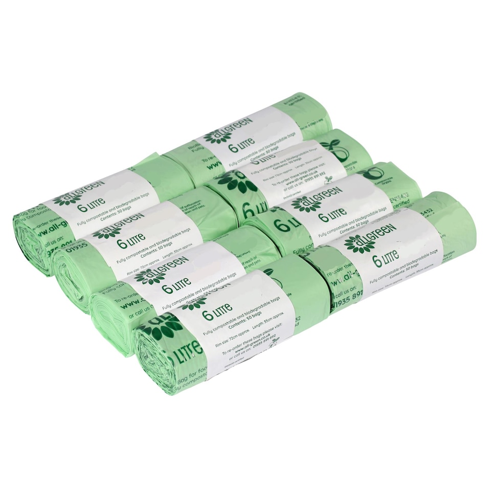 image 1 of All-Green 6 Litre Compostable Food Waste Bin Liners - 8 Rolls